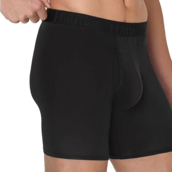 Hanes Other - 2 Hanes Super Soft Men’s Long Leg Boxer Briefs, Black, Medium New